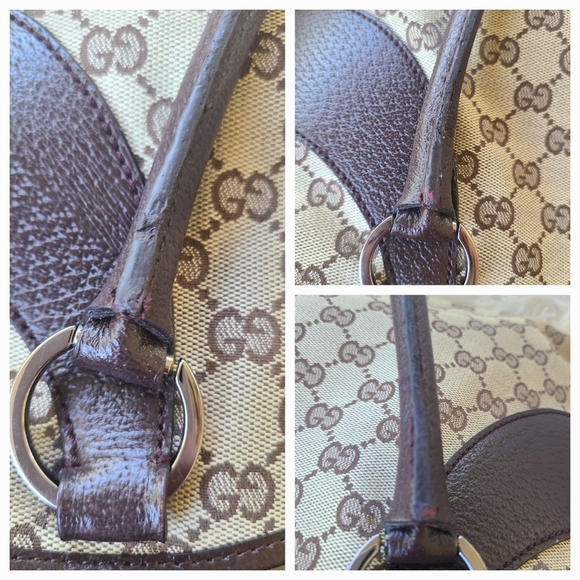 Gucci Ring Tote GG Canvas with Leather-Excellent Vintage Condition - Picture 10 of 12